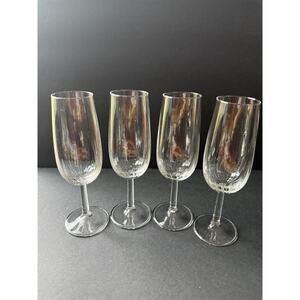 Royal Leerdam Champagne Flute Clear Glass Set (4) Stem Flute Cocktail Barware